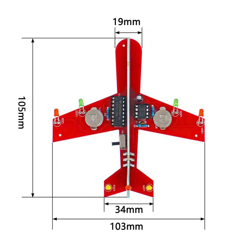 DIY Electronic Kit Small Airplane Flow Lamp Flashing CD4017 LED Fun Science Electronic Components Soldering Assembly Practice - Imagen 4