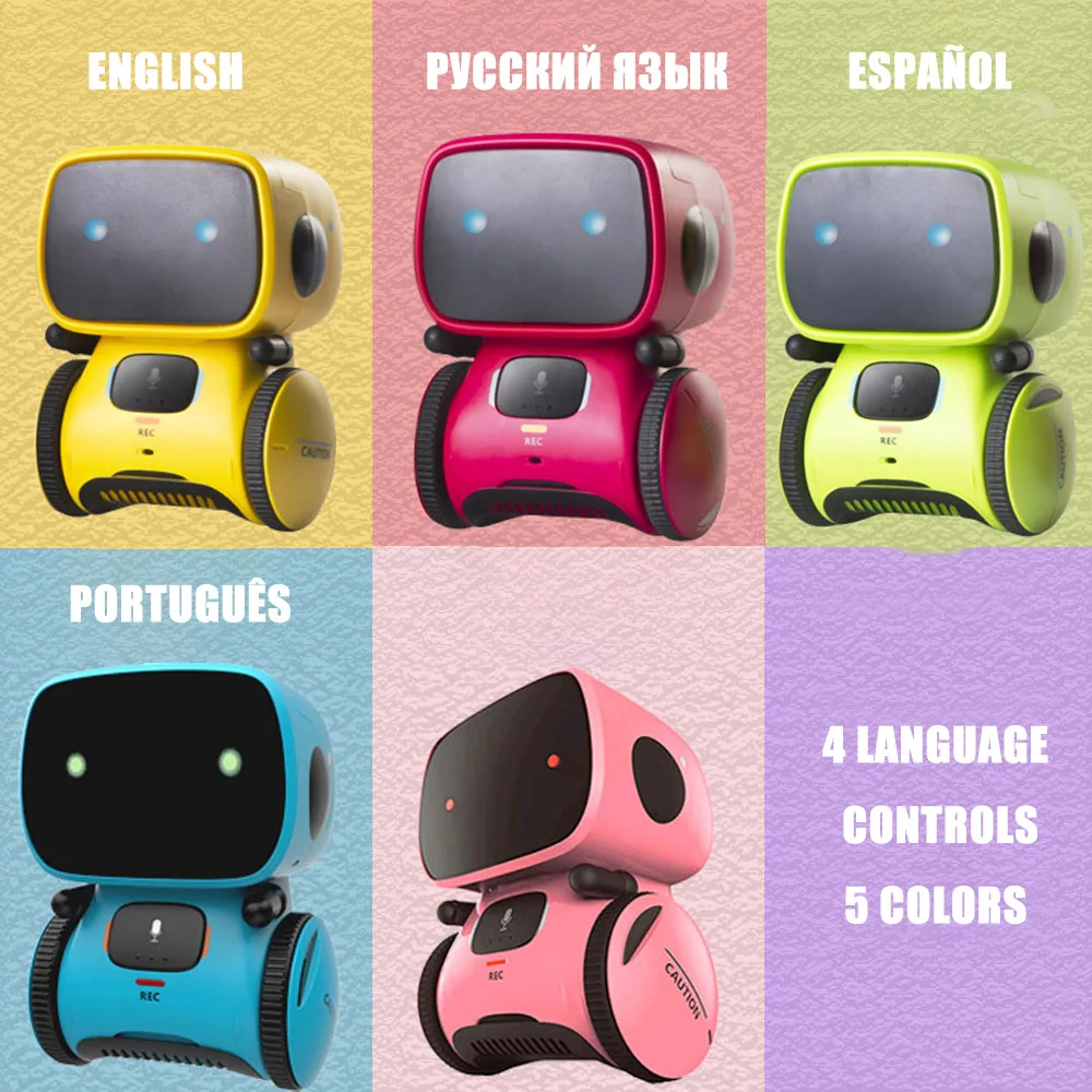Emo Robot Intelligent Robots Russian & English & Spanish Version Voice & Touch control Toys Interactive Educational Children's G - Imagen 4