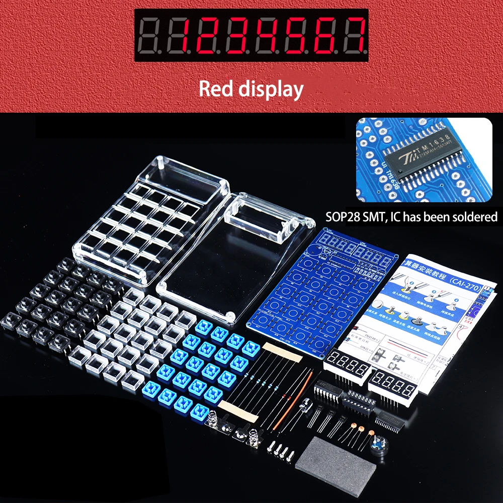 LED Digital Tube Display Calculator DIY Electronic Kit 51 Microcontroller Calculators Kits School Welding Practice Training - Imagen 4
