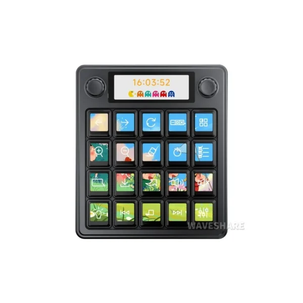 Panel de control de voz multifuncional con IA MK20, 20 teclas macro LCD mecánicas de 0,85 pulgadas integradas y una pantalla secundaria de 2,8 pulgadas.