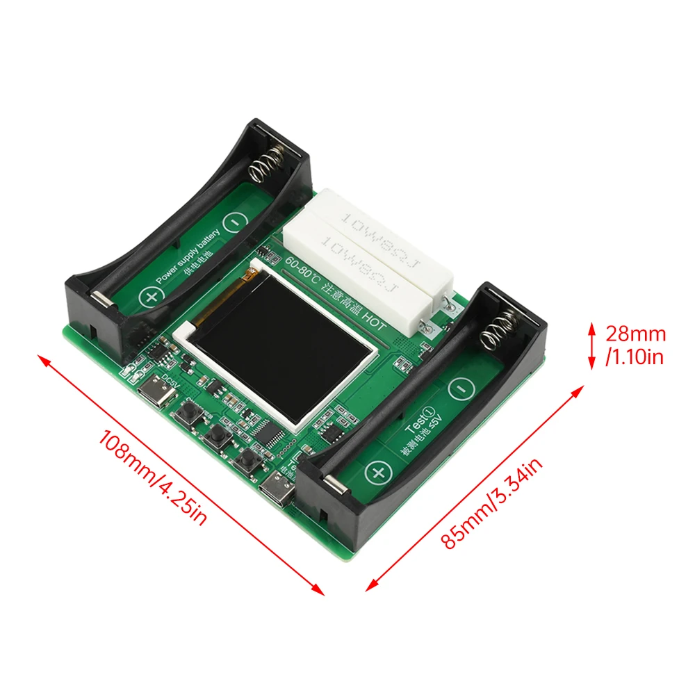 18650 Lithium Battery Capacity Tester Module Digital Two Channel 18650 Battery Power Detector Tester Module Type-C Interface - Imagen 2