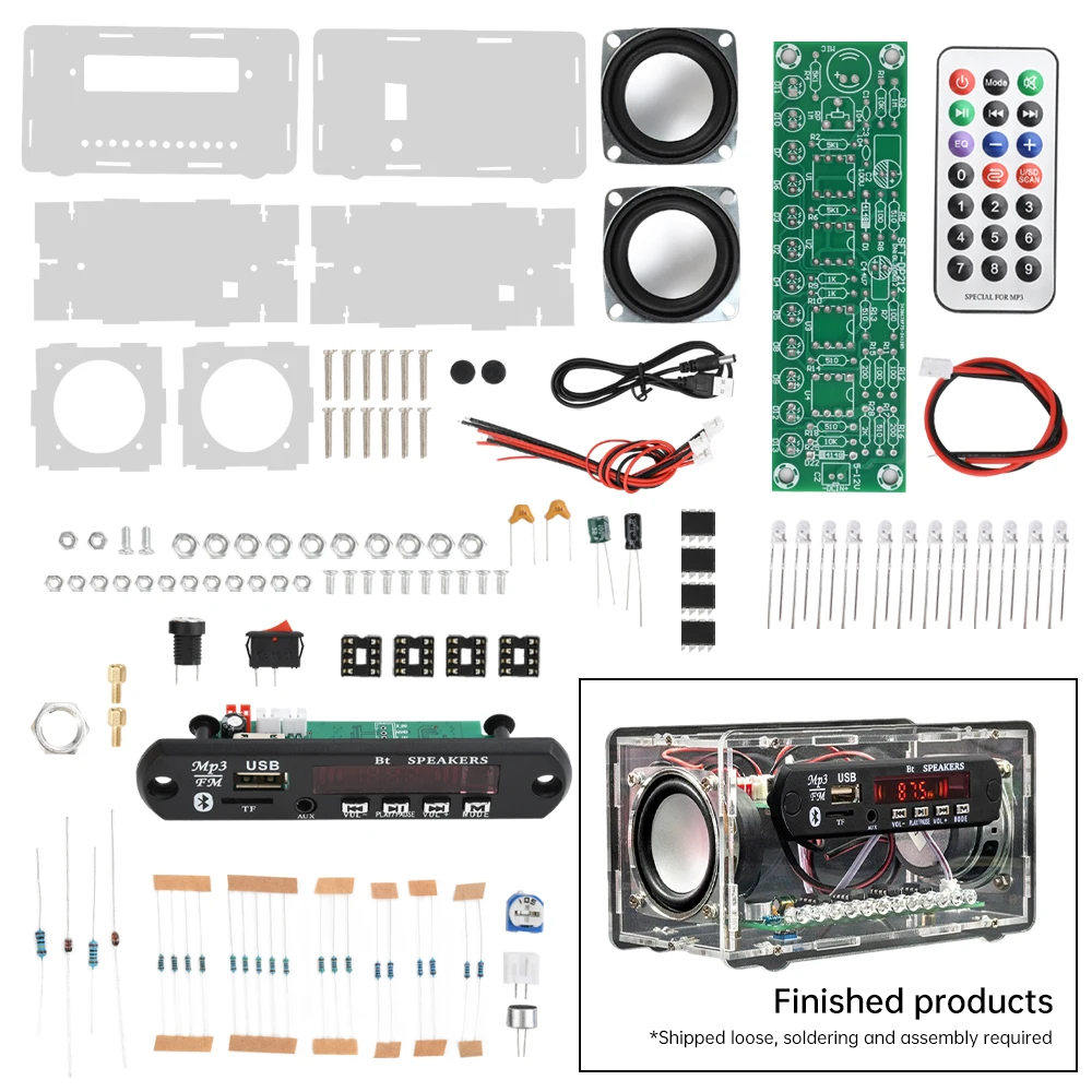 FM Radio DIY Electronics Kit Bluetooth 5.0-Compatible Speaker with Voice-activated Level Indicator DIY Electronics Kit - Imagen 2