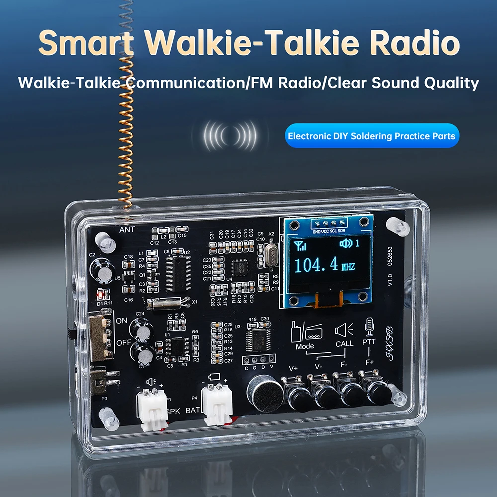 FM Radio Adjustable Frequency Meter DIY Electronic Kit 87-108MHZMHz BK4802P+RDA5807 Chip - 1 set - 画像 (2)