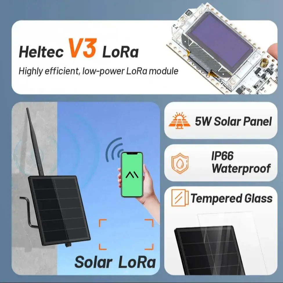 D5L H1 Meshtastic Mesh LoRa Node Repeater 5W Solar Power Kit 3.7v Output for Built in Heltec ESP32 V3 Lora Moudule IoT Device - 画像 (2)