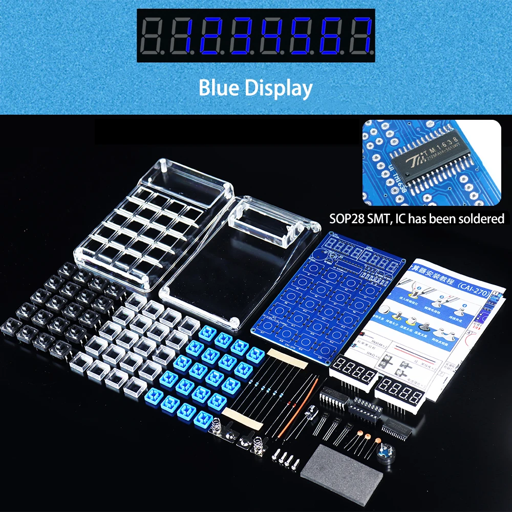 LED Digital Tube Display Calculator DIY Electronic Kit 51 Microcontroller Calculators Kits School Welding Practice Training - Imagen 5