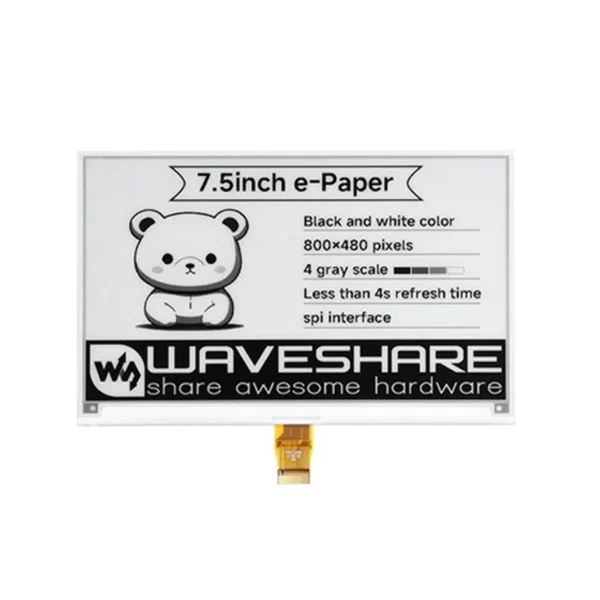 7.5 Inch E-Ink Display 800X480 Black White E-Paper Screen For Raspberry Pi Series Mainboard Jetson Nano RDK X3