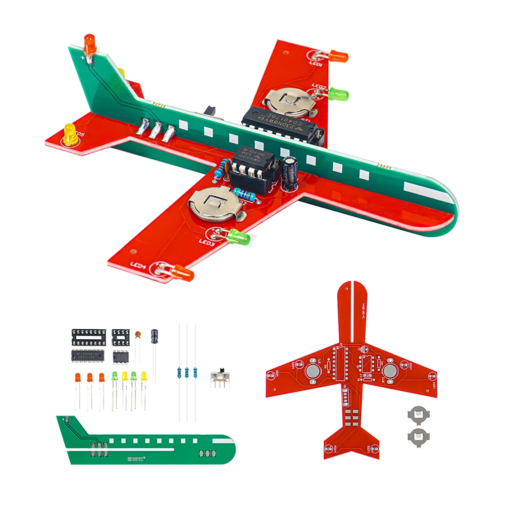 DIY Electronic Kit Small Airplane Flow Lamp Flashing CD4017 LED Fun Science Electronic Components Soldering Assembly Practice - Imagen 3
