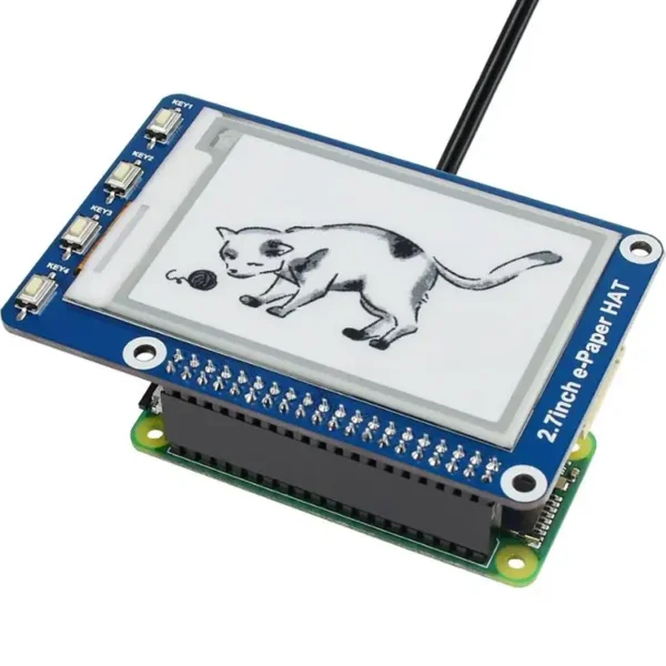 2.7" E-paper 264x176 2.7 inch E-Ink display HAT for Raspberry Pi 2B/3B/Zero/Zero W, Black,White,SPI Interface