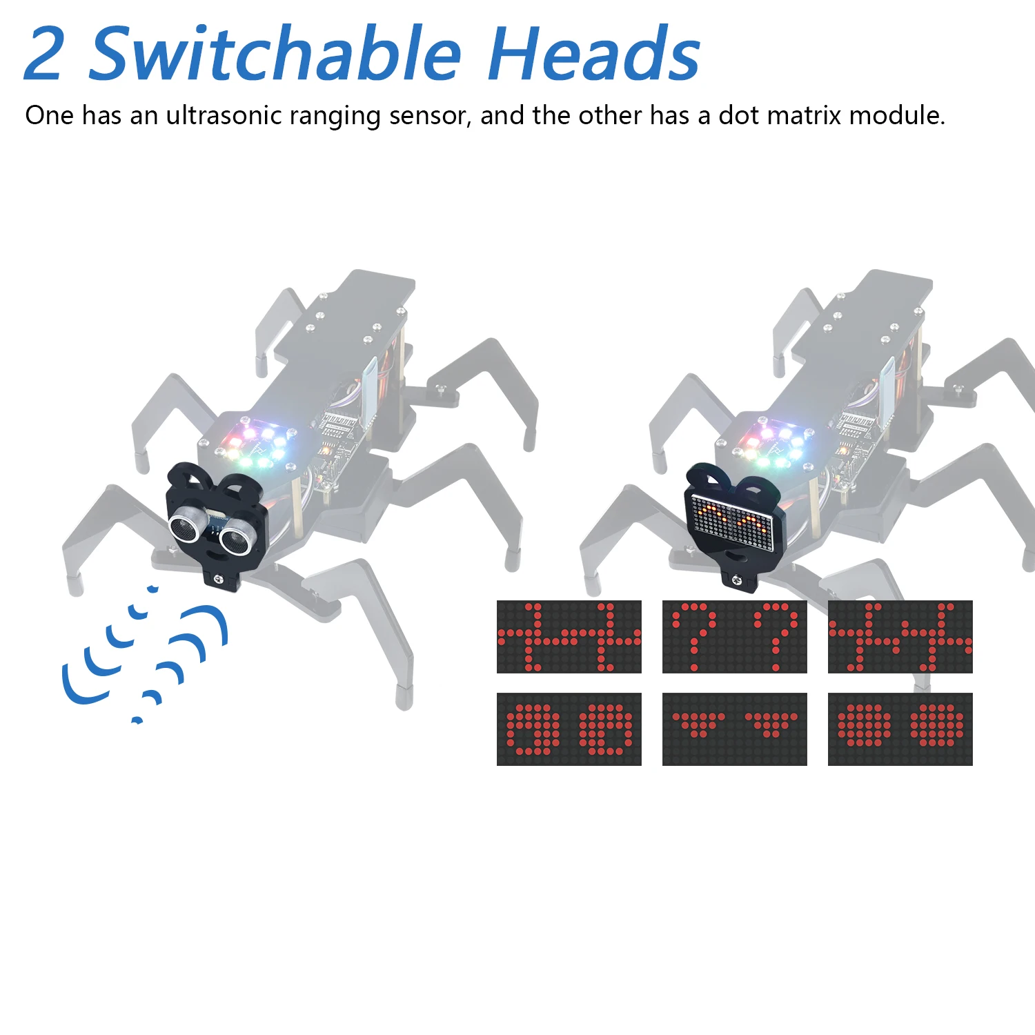 Robot Ant Kit for Arduino, Dot Matrix Expressions, Obstacle Avoidance, Wireless Control App, Ultrasonic Sensor Servo - 画像 (4)