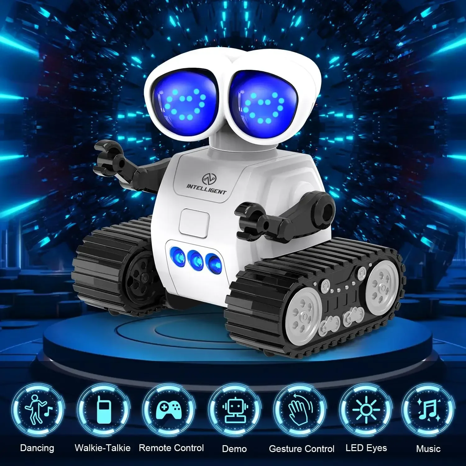 TOY Life Rechargeable RC Robot - LED Eyes Music Walkie Talkie Remote Control Toy for Kids Toddler Gift - Imagen 7