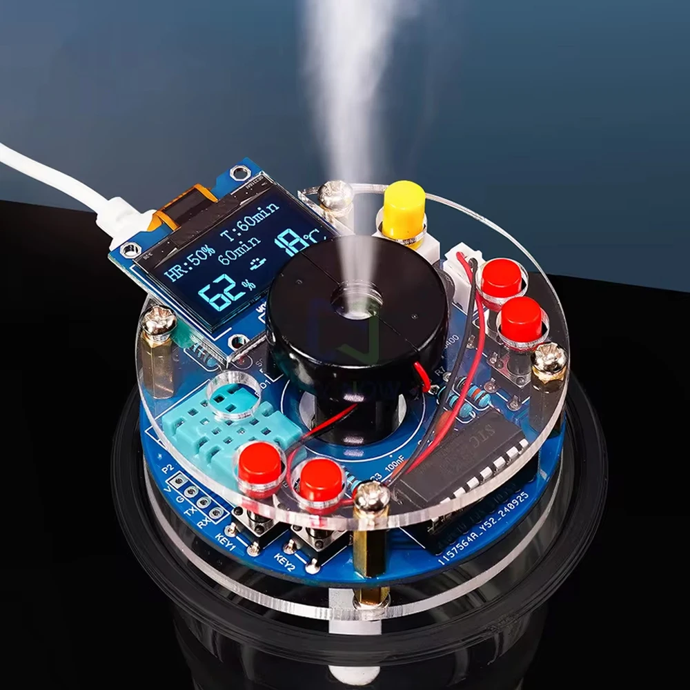 USB Humidifier Mist Electronic Diy Kit Oled Display Temperature And Humidity Spray Circuit Board Manufacturing Welding Practice - 画像 (2)