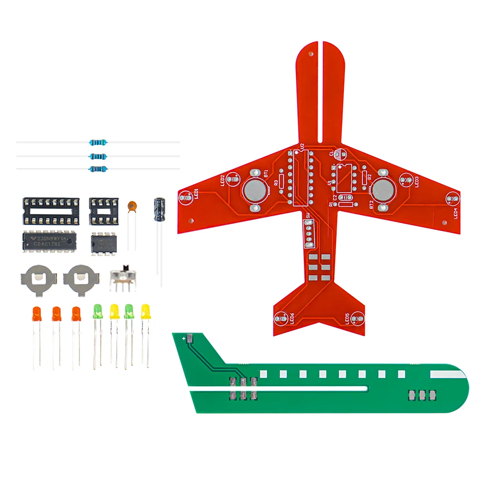 DIY Electronic Kit Small Airplane Flow Lamp Flashing CD4017 LED Fun Science Electronic Components Soldering Assembly Practice - Imagen 2