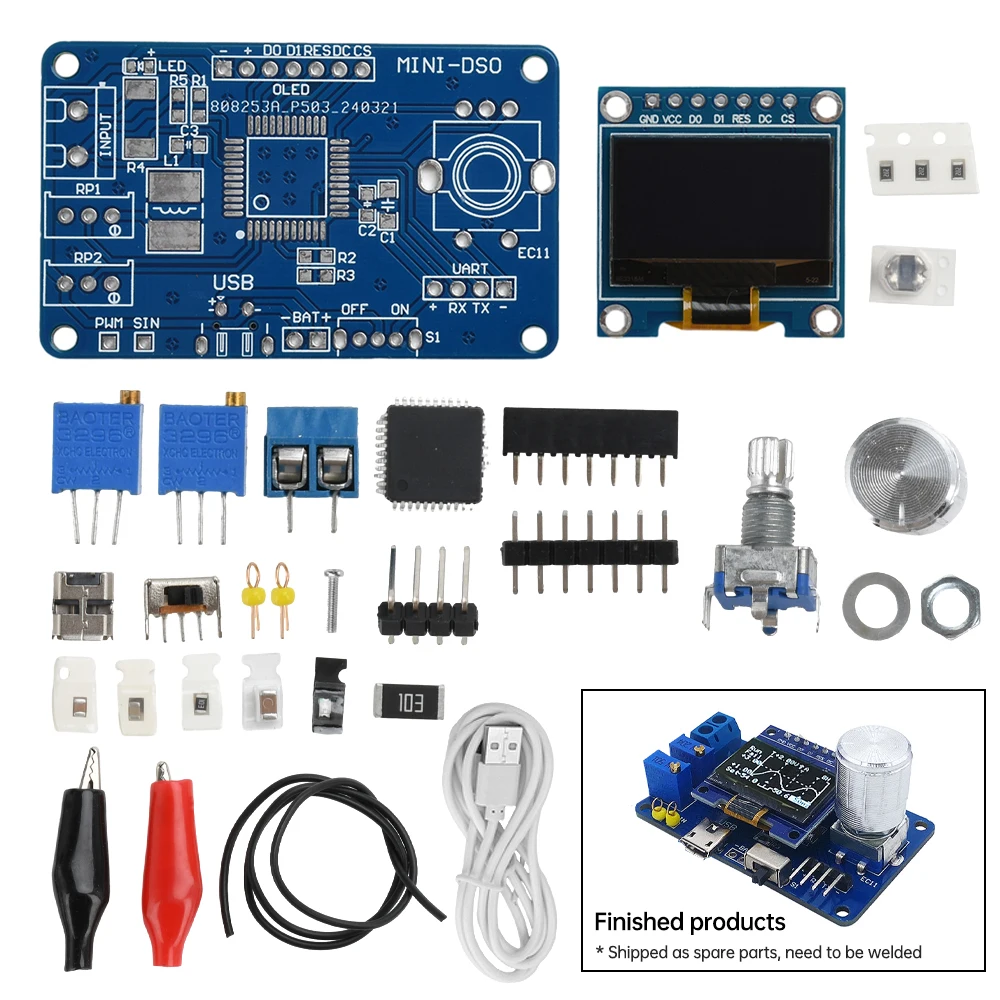 DIY Mini Digital Oscilloscope Kit STC8K8A Microcontroller Electronic Component Soldering Practice Loose Kit - 画像 (3)