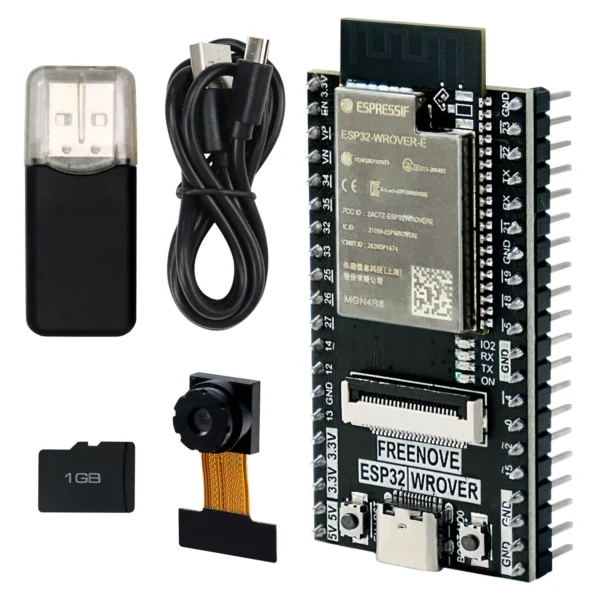 ESP32-WROVER CAM Wireless Board, Dual-core 32-bit 240 MHz Microcontroller, Python C Code, Example Projects Tutorial