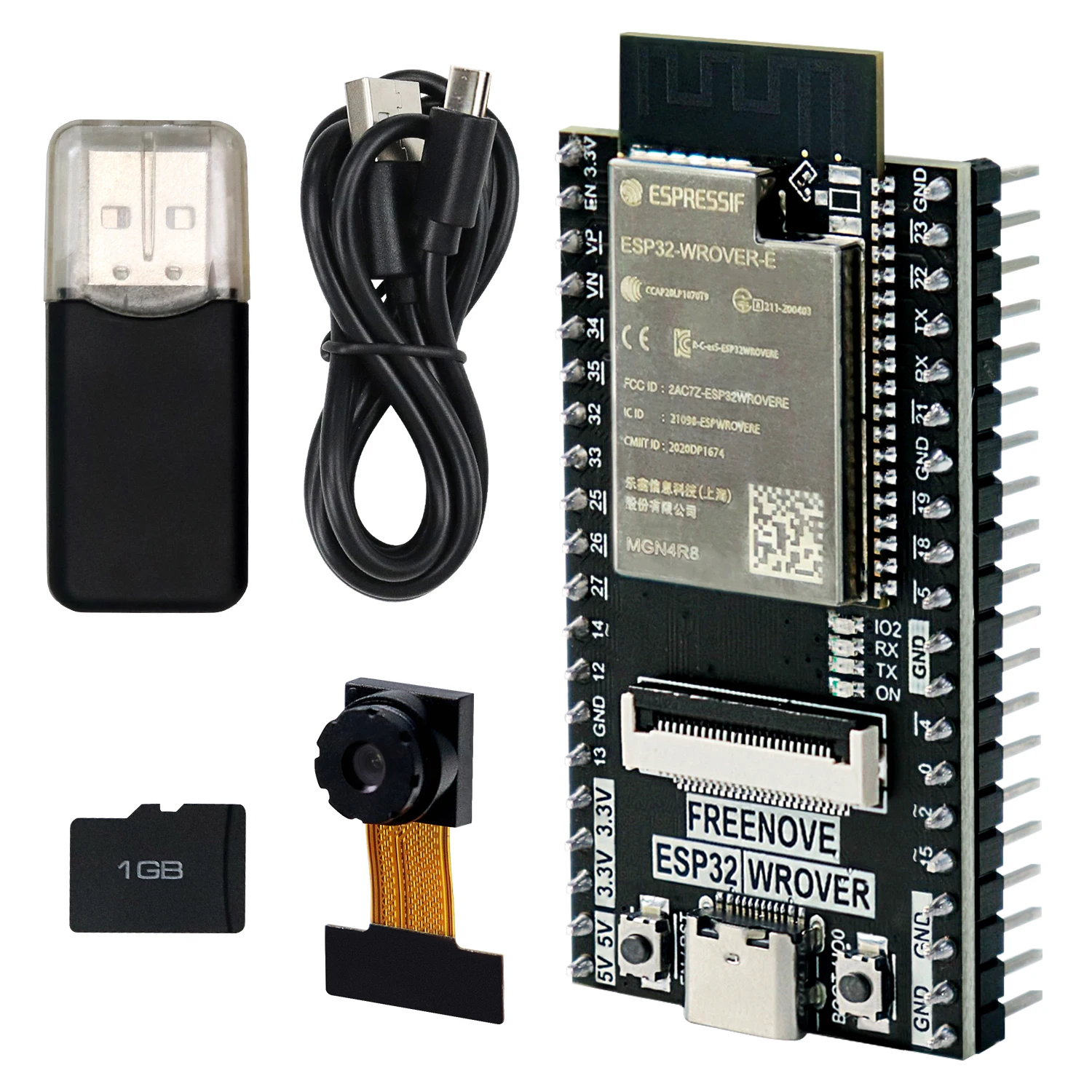 ESP32-WROVER CAM Wireless Board, Dual-core 32-bit 240 MHz Microcontroller, Python C Code, Example Projects Tutorial