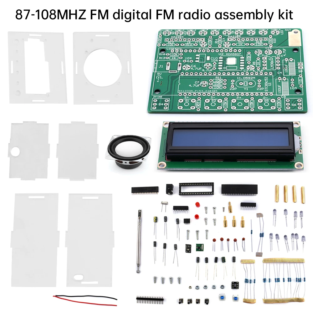 87-108MHz FM Digital Radio DIY Kit DIY Radio Soldering Components DA5807 LCD Display - 画像 (2)
