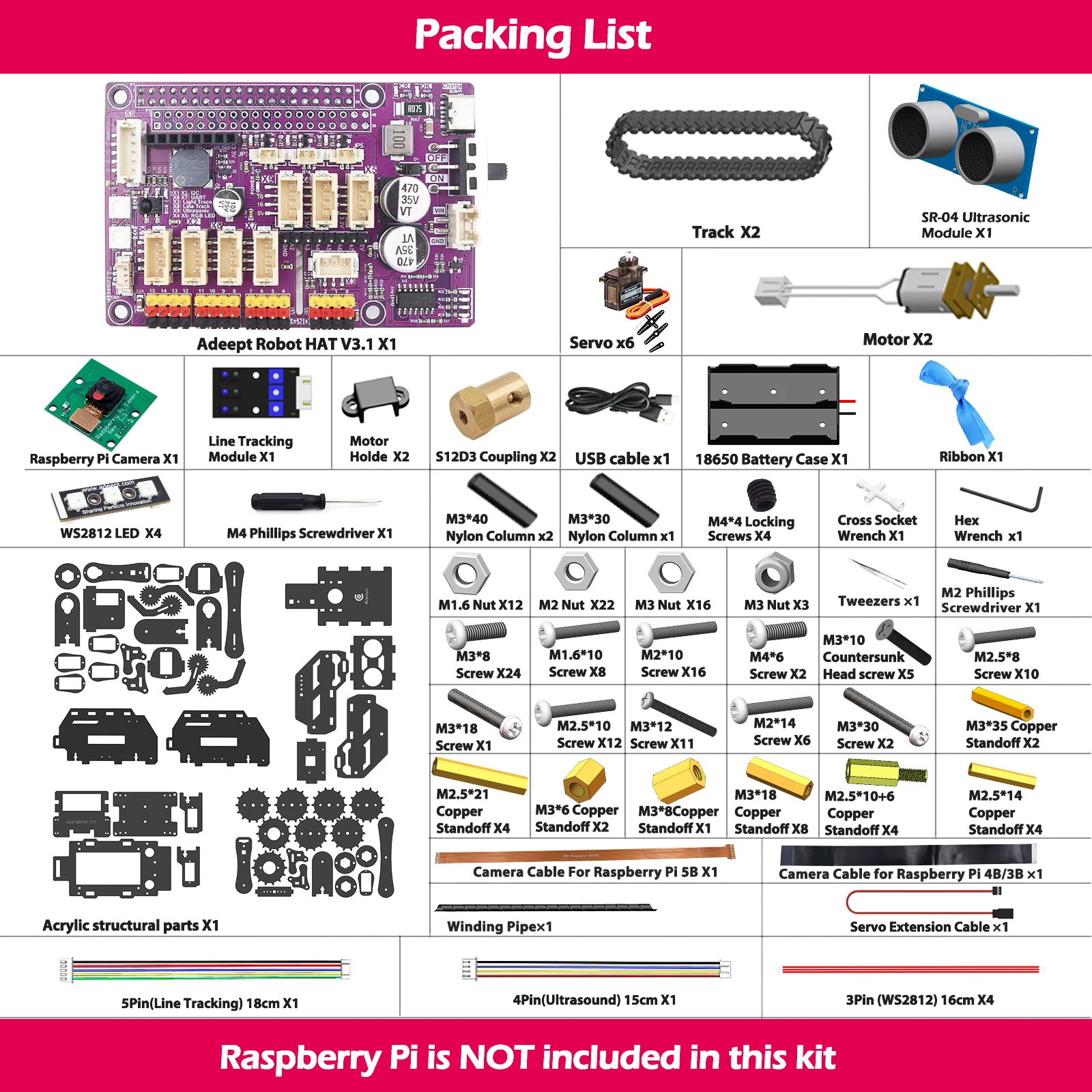 Adeept RaspTank Smart Robot Car Kit for Raspberry Pi 4/3B/3B+(Board Not Included) - Image 3