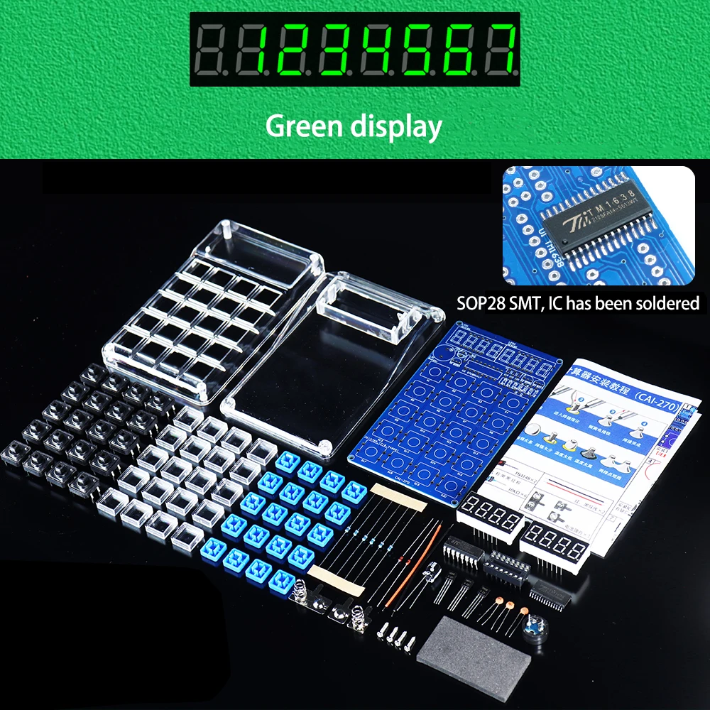 LED Digital Tube Display Calculator DIY Electronic Kit 51 Microcontroller Calculators Kits School Welding Practice Training - Imagen 6