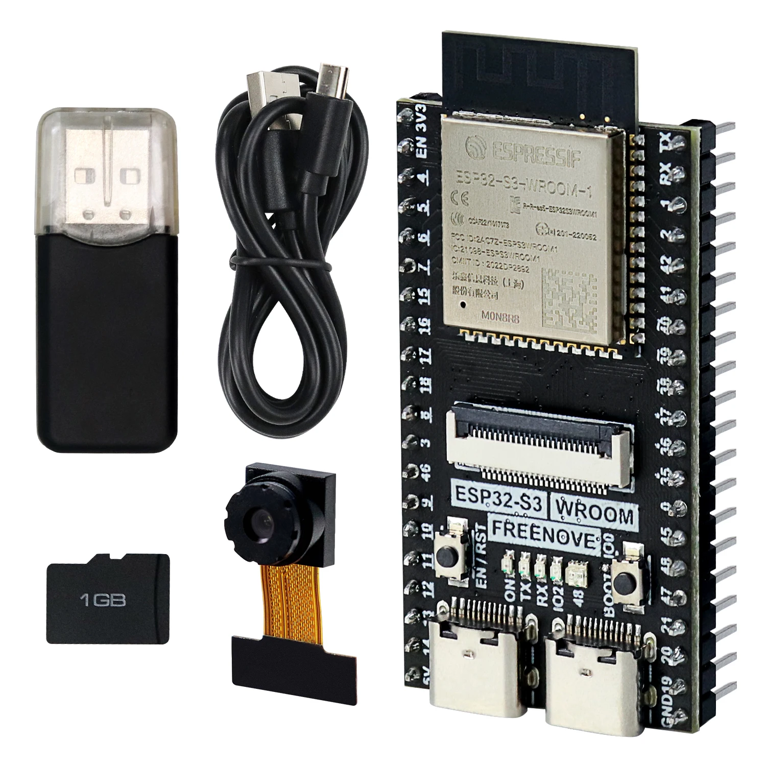 ESP32-S3-WROOM CAM Wireless Board, Dual-core 32-bit 240 MHz Microcontroller, Python C Code, Example Projects Tutorial