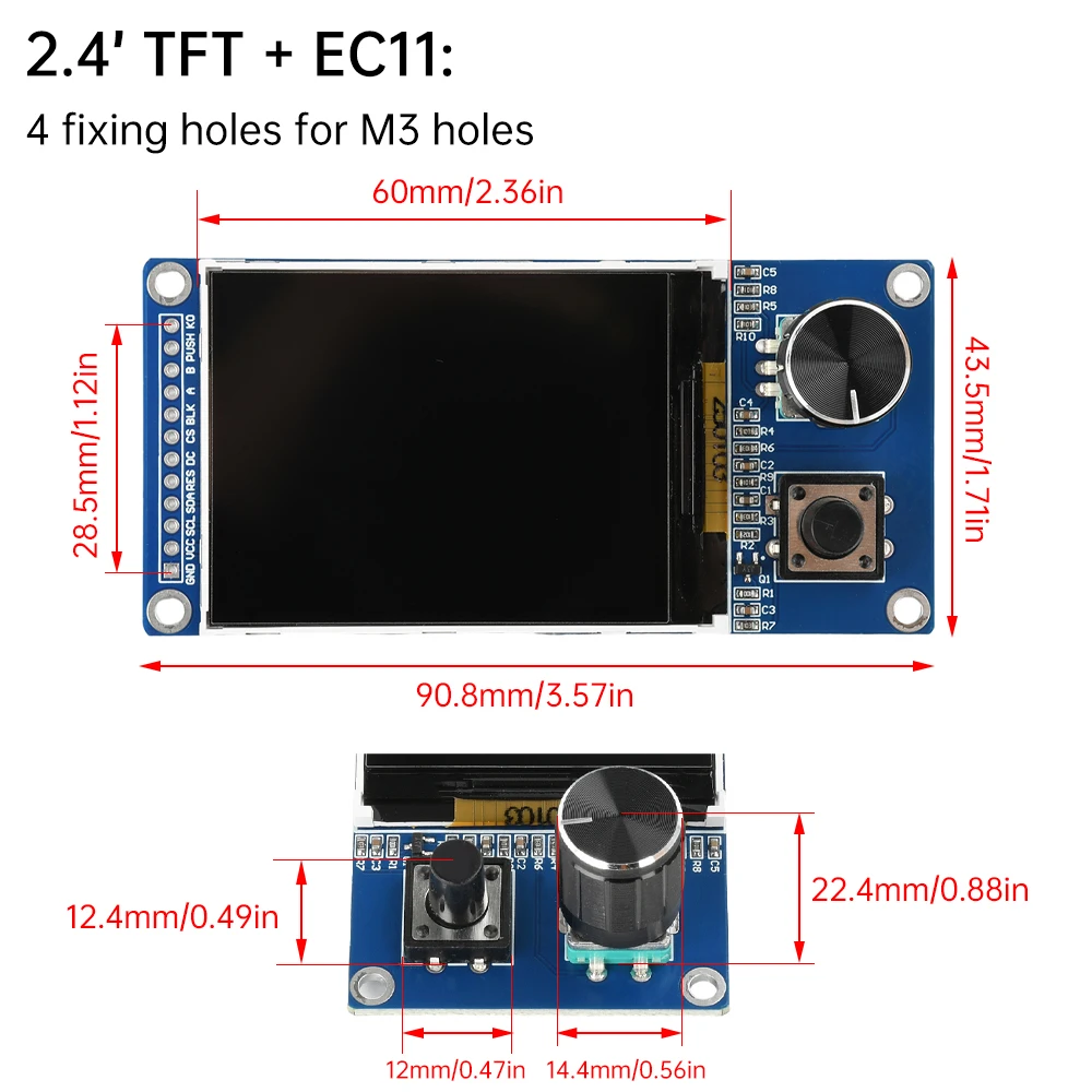 1.8-Inch 2.4-Inch TFT Display Screen With Ec11 Rotary Encoder Combination Module SPI Interface LCD Screen Electronic Kit - Image 3