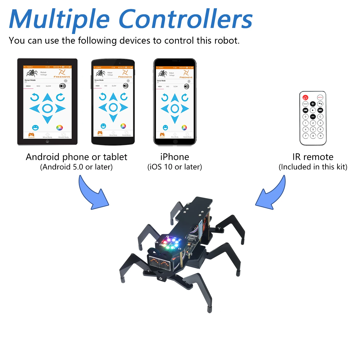 Robot Ant Kit for Arduino, Dot Matrix Expressions, Obstacle Avoidance, Wireless Control App, Ultrasonic Sensor Servo - 画像 (5)