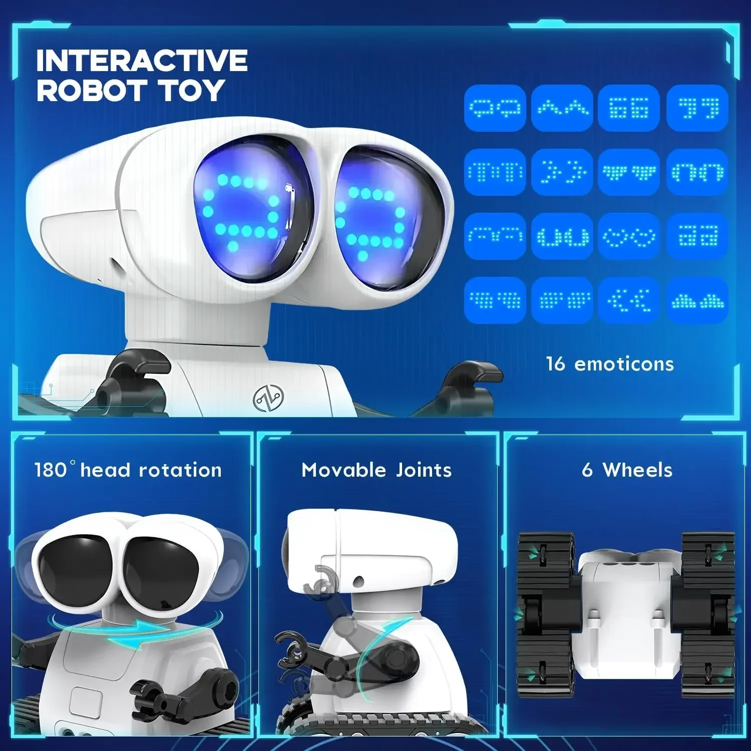 TOY Life Rechargeable RC Robot - LED Eyes Music Walkie Talkie Remote Control Toy for Kids Toddler Gift - Imagen 6