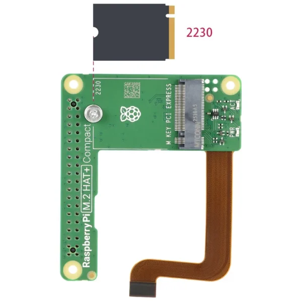 Official Raspberry Pi M.2 HAT+ Compact, Designed For Raspberry Pi 5, HAT + Standard, Supports NVMe Protocol M.2 Solid State