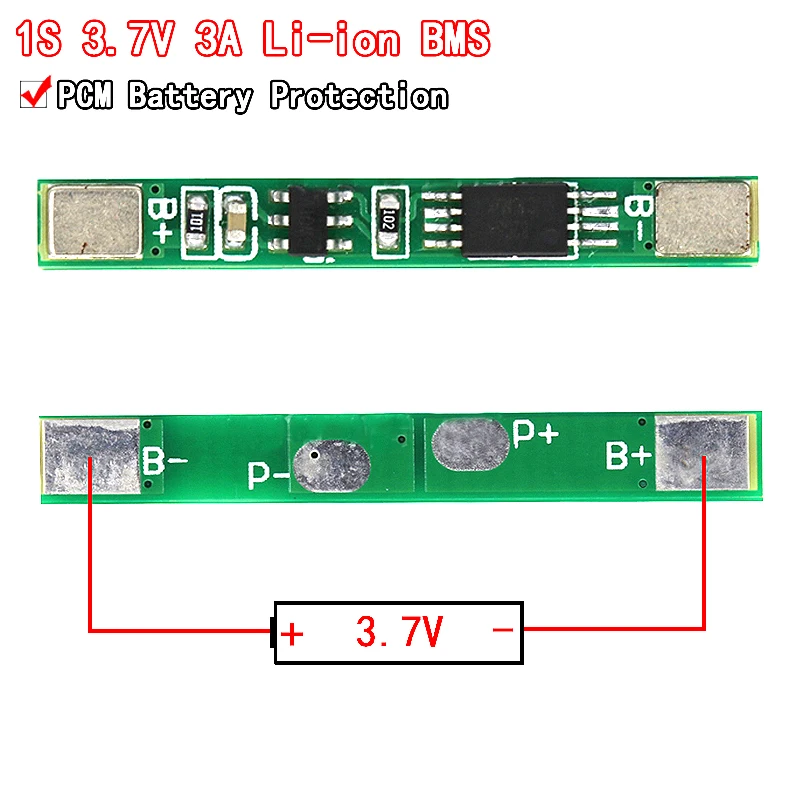 10PCS 1S 3.7V 3A placa de protección de batería BMS PCM de iones de litio para batería de iones de litio 18650