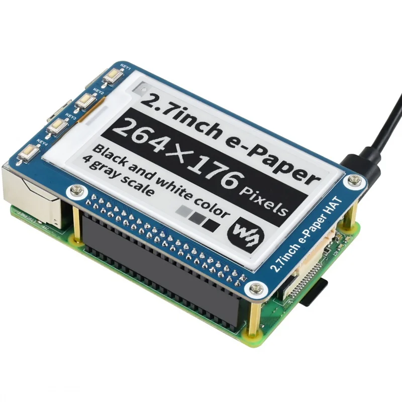2.7inch E-Ink display HAT 264x176 for Raspberry Pi, SPI Interface
