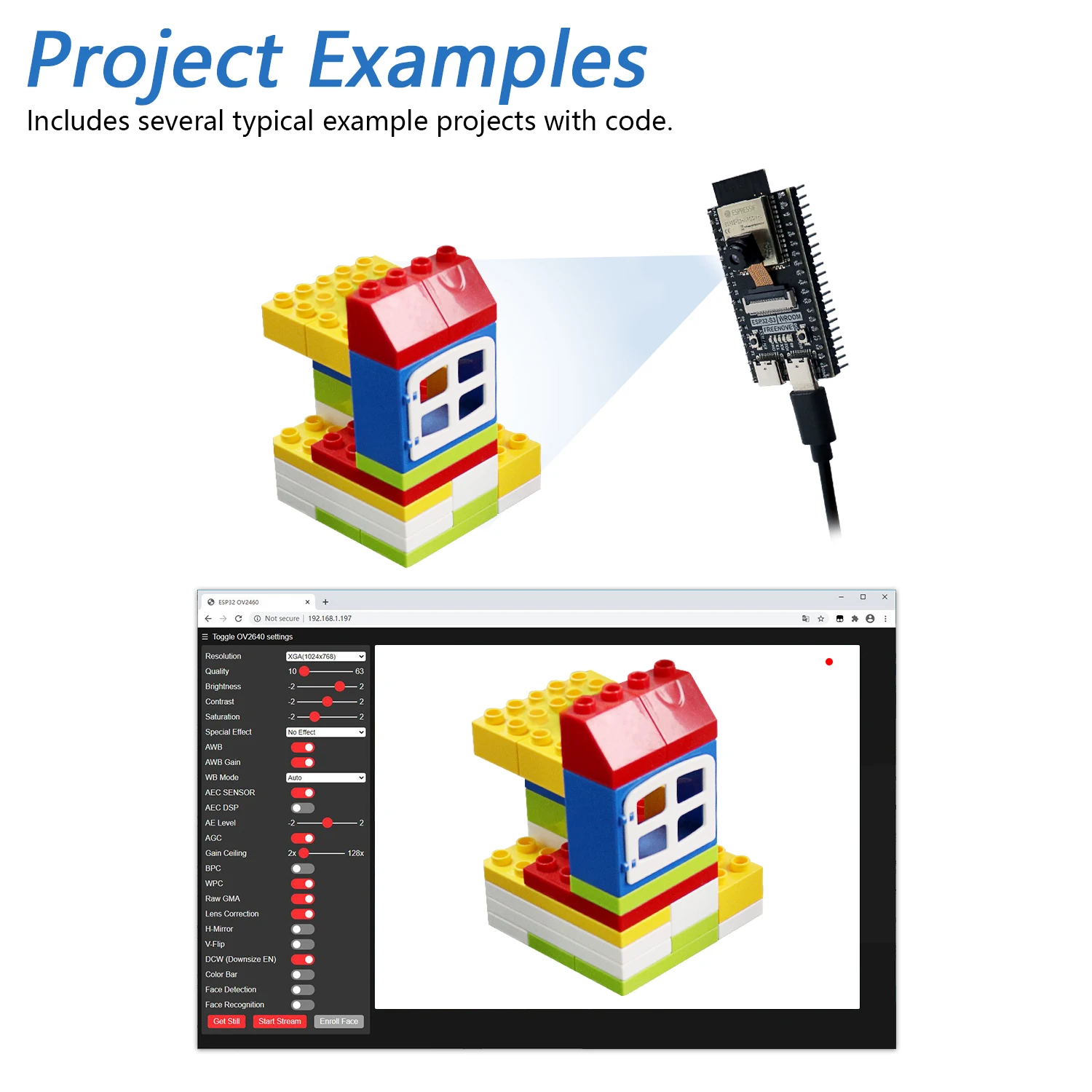 ESP32-S3-WROOM CAM Wireless Board, Dual-core 32-bit 240 MHz Microcontroller, Python C Code, Example Projects Tutorial - 画像 (4)