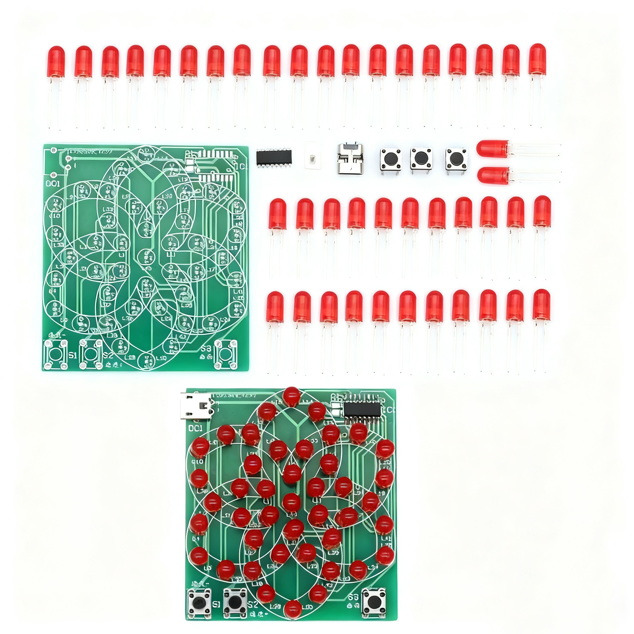 Kit electrónico DIY con diseño de molino de viento electrónico de varios estilos y agua, 43 LED, 5 V, ideal para practicar la soldadura de componentes.