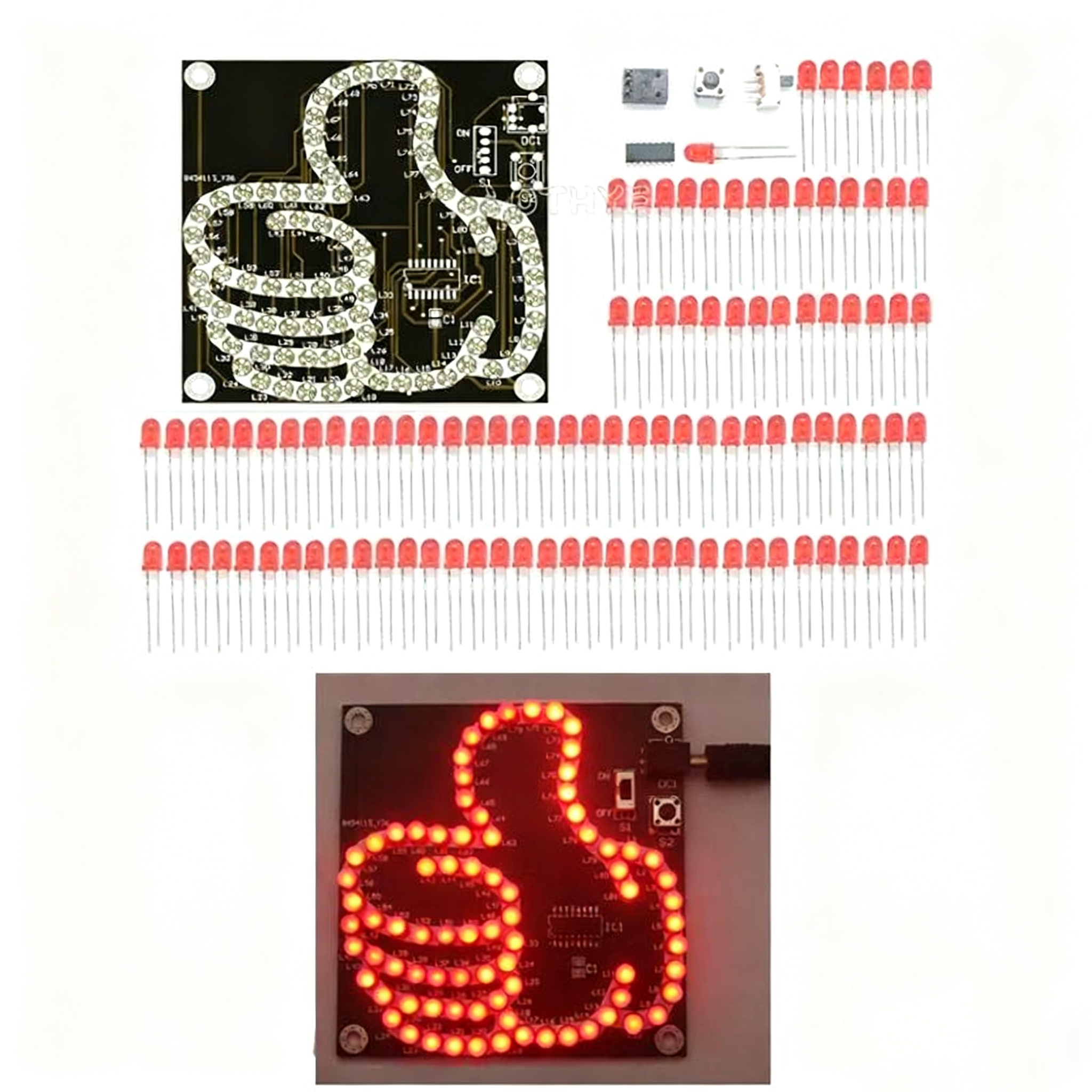 DIY電子工作キット LED 親指で光る照明製作キット 発光ダイオード 楽しいはんだ付け マイクロコントローラー はんだ付け練習