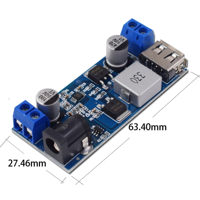DC-DC 24V/12V To 5V 5A Step Down Power Supply Buck Converter Replace LM2596S Adjustable USB Step-down Charging Module For Phone - 画像 (2)