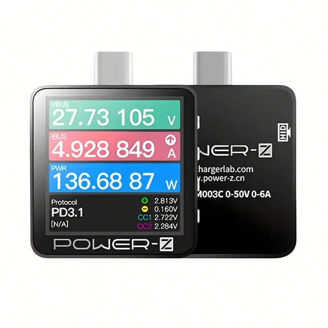 Probador de carga rápida portátil Power-Z KM003C Tipo-C PD3.1 QC5.0 240W Mxa Voltímetro y amperímetro digital Probador de baterías externas