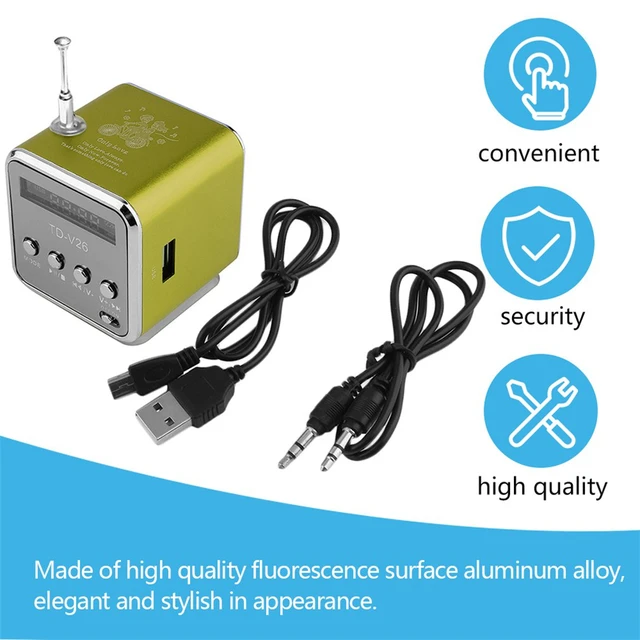 Portable TD-V26 Digital FM Radio Wireless Speaker Mini FM Radio Receiver LCD Display Stereo Loudspeaker Support SD/TF Card - Imagen 4