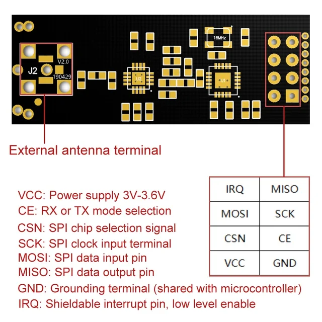 NRF24L01+PA+LNA Wireless Transceiver RF Transceiver Module 2.4G 1100m with Antenna and NRF24L01+ Breakout Adapter with 3.3V - 画像 (4)
