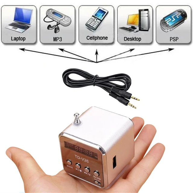 Portable TD-V26 Digital FM Radio Wireless Speaker Mini FM Radio Receiver LCD Display Stereo Loudspeaker Support SD/TF Card - Imagen 3