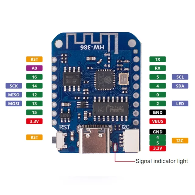 WEMOS D1 Mini V4.0.0 TYPE-C USB WIFI Internet of Things Board based ESP8266 4MB LOLIN 12C MicroPython Nodemcu Arduino Compatible - Imagen 5
