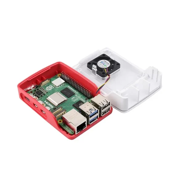Carcasa oficial Raspberry Pi 5, carcasa de ABS roja y blanca con soporte para ventilador, apilamiento en clúster para RPI 5 P
