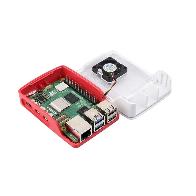 Carcasa oficial Raspberry Pi 5, carcasa de ABS roja y blanca con soporte para ventilador, apilamiento en clúster para RPI 5 P
