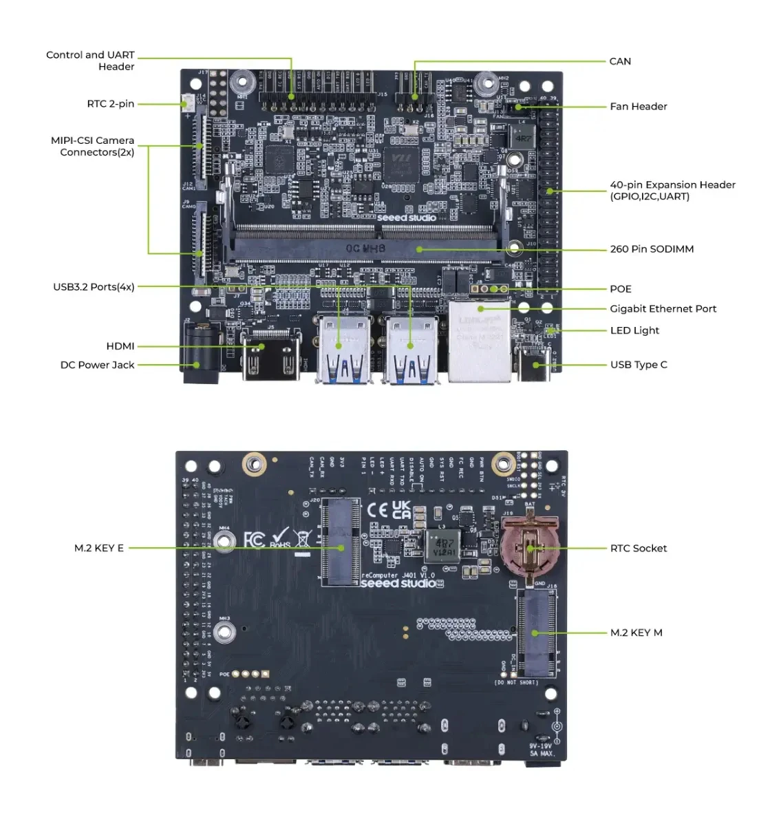 reComputer J4012 Edge AI Computer Device with NVIDIA Jetson Orin NX 16GB pre-built Jetpack 5.1.1,128GB SSD,4x USB 3.2,HDMI,GbE - Imagen 4