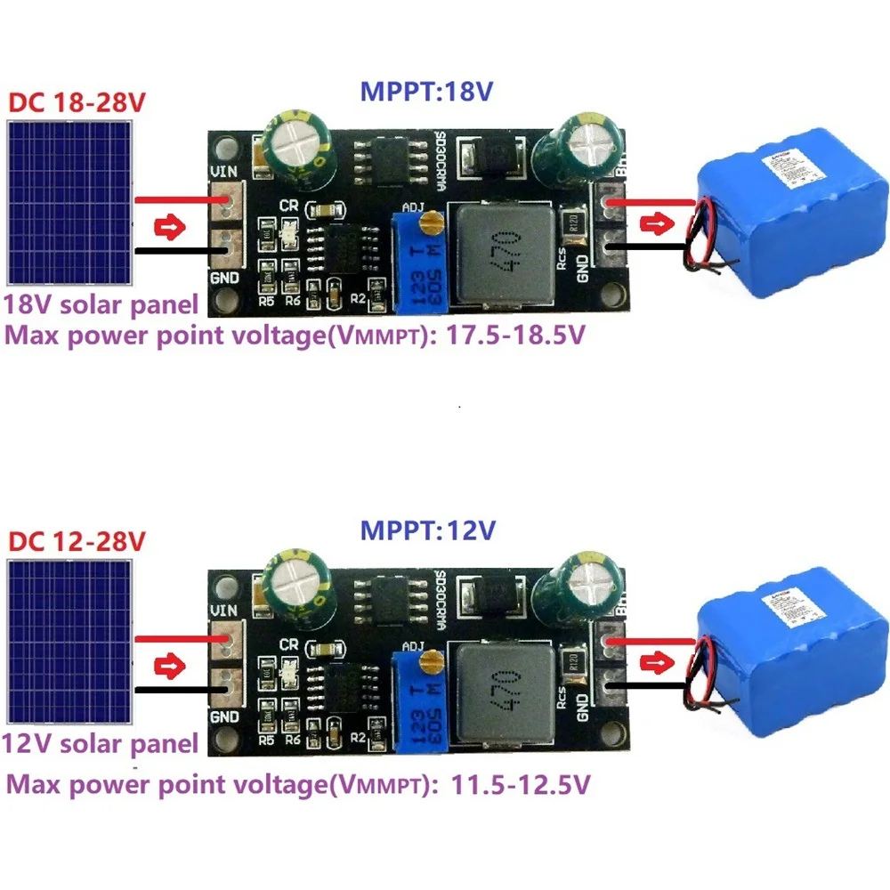 MPPTソーラーコントローラー 1A 3.2V 3.7V 3.8V 7.4V 11.1V 14.8V リチウムLiFePO4チタン酸バッテリー充電モジュール バッテリー充電ボード