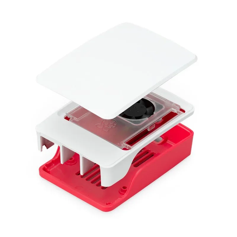 Official Raspberry Pi 5 Case Red White ABS Shell with Fan Support Cluster Stacking for RPI 5 P - Imagen 2