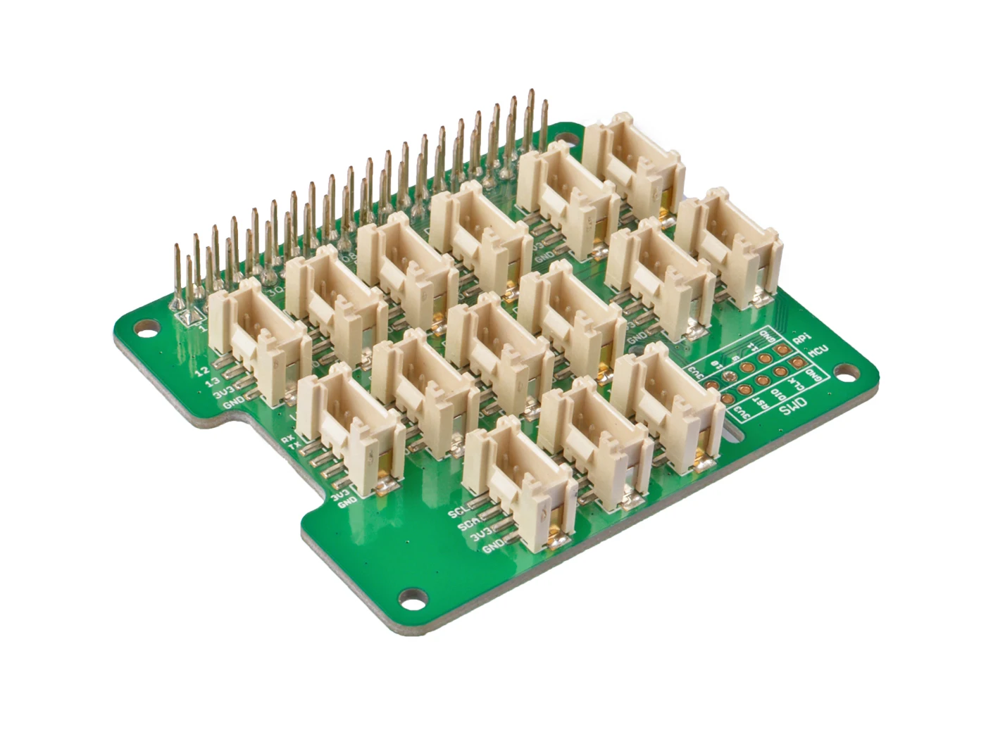 Grove Base Hat for Raspberry Pi - 24-Pin GPIO maintain, Grove interface for 3× I2C, 1× UART, 6× Digital, 4× Analog, SWD Debug