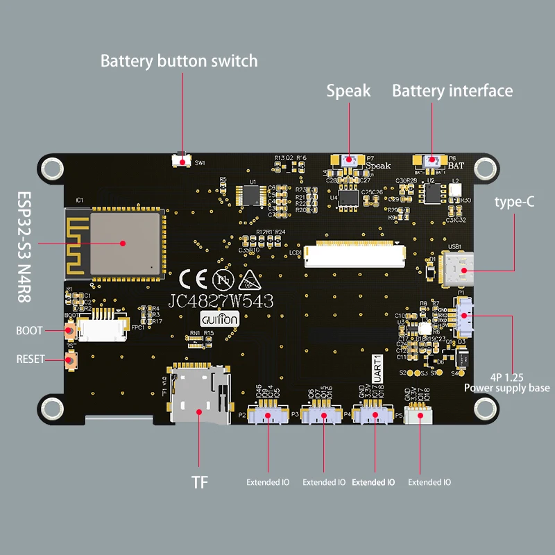 Guition ESP32-S3 8M PSRAM 4M FLASH 4.3-inch IPS 480*272 high-definition LCD display module with WIFI and Bluetooth - 画像 (9)