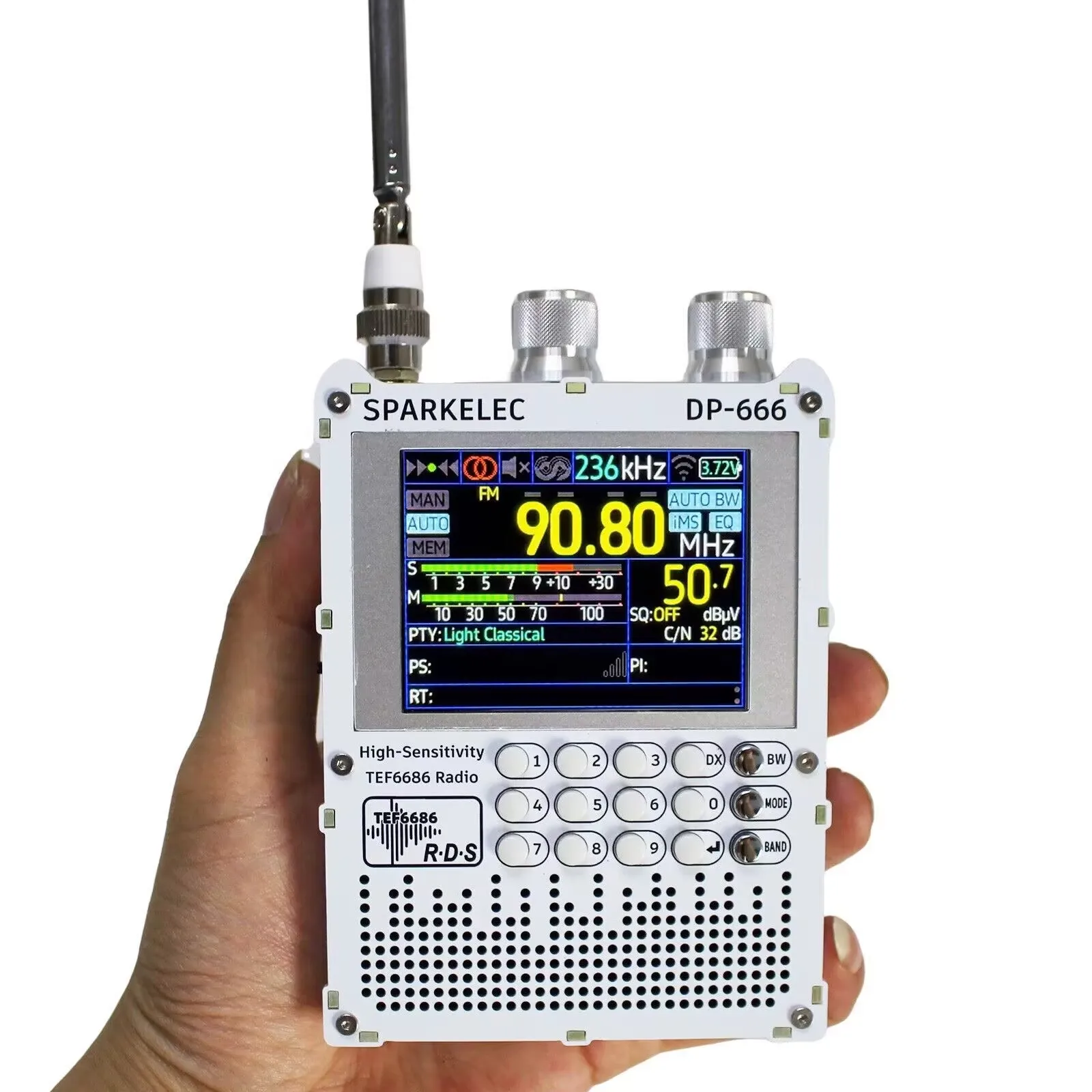 Nueva radio DP-666 TEF6686 de alta sensibilidad, banda completa FM AM LW MW SW, onda corta ESP32 RDS, pantalla LCD IPS de 2,8 pulgadas.
