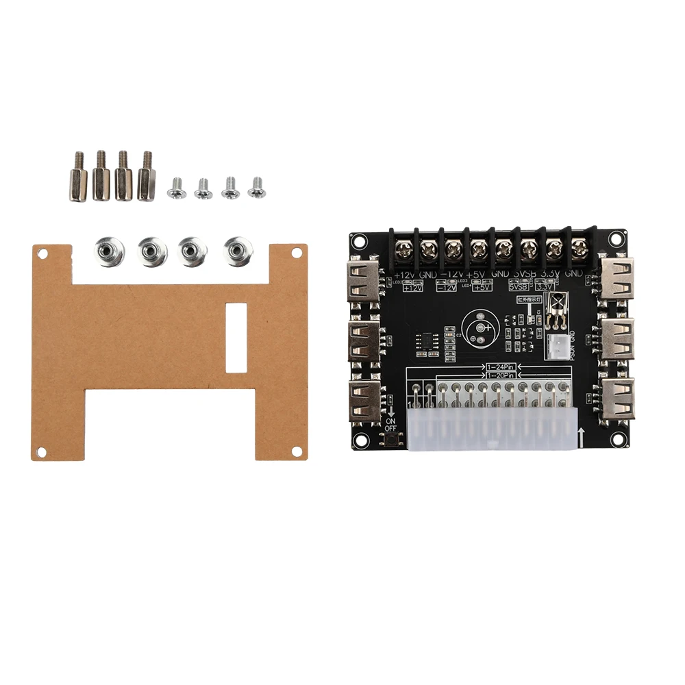 24 Pins ATX Power Supply Breakout Board and Acrylic Case Kit Module Adapter Power Connector Support 12V -12V 5V 5VSB 3.3V - Imagen 5