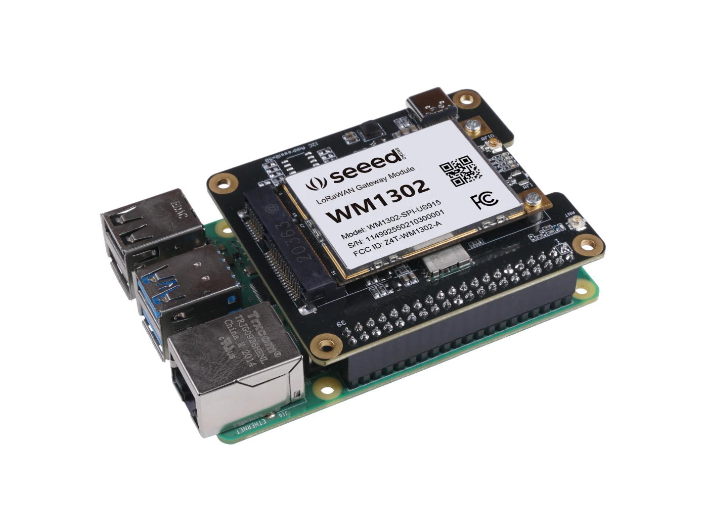WM1302 Raspberry Pi Hat, Add-on board for WM1302 LoRaWAN Module, Based on LoRa Concentrator Semtech SX1302 - 画像 (4)