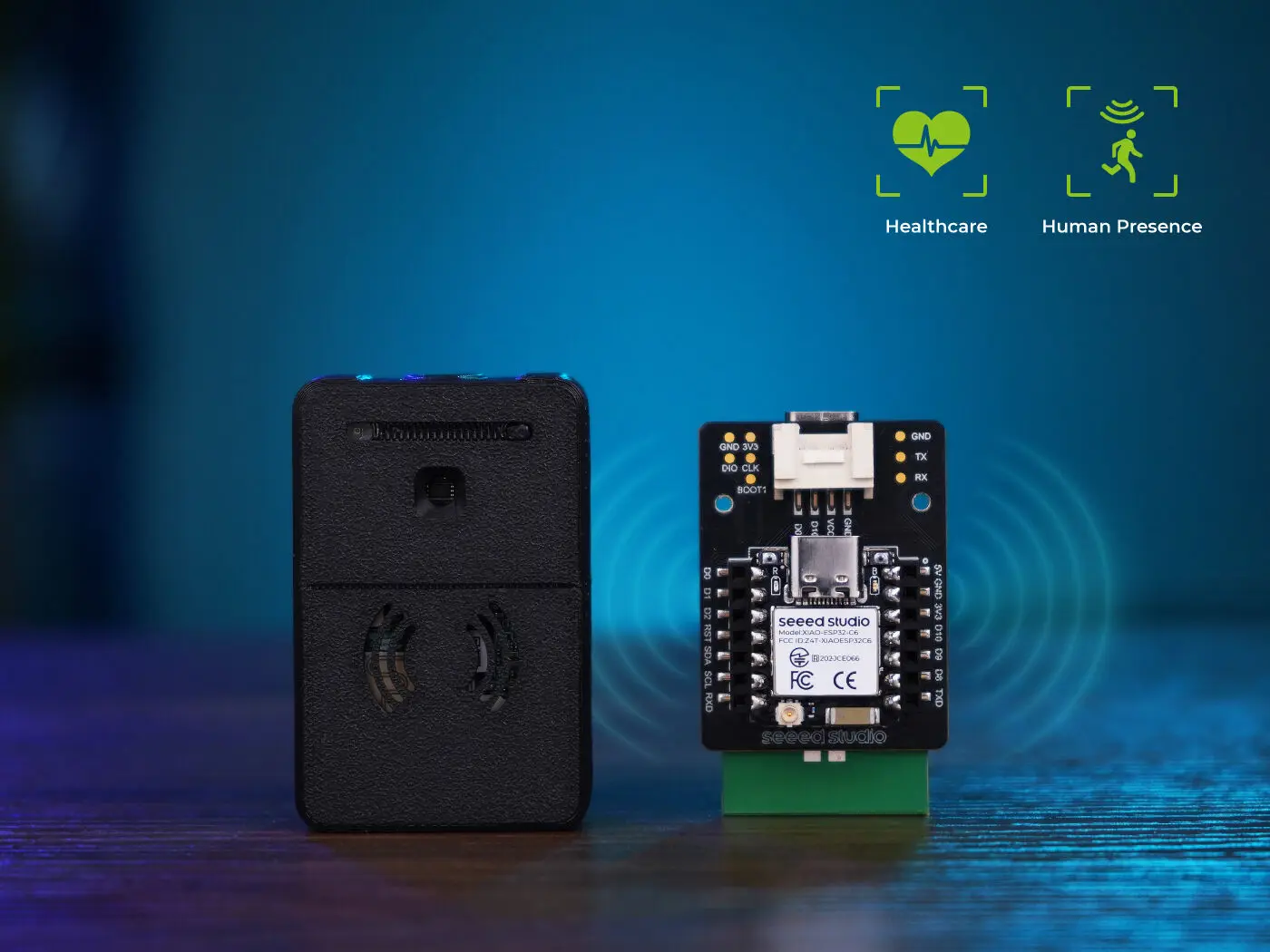 Sensor de ondas milimétricas Seeed Studio MR60BHA2 de 60 GHz, sensor de detección de latidos cardíacos y respiración, ESPhome, Home Assistant, con tecnología XIAO ESP32C6.