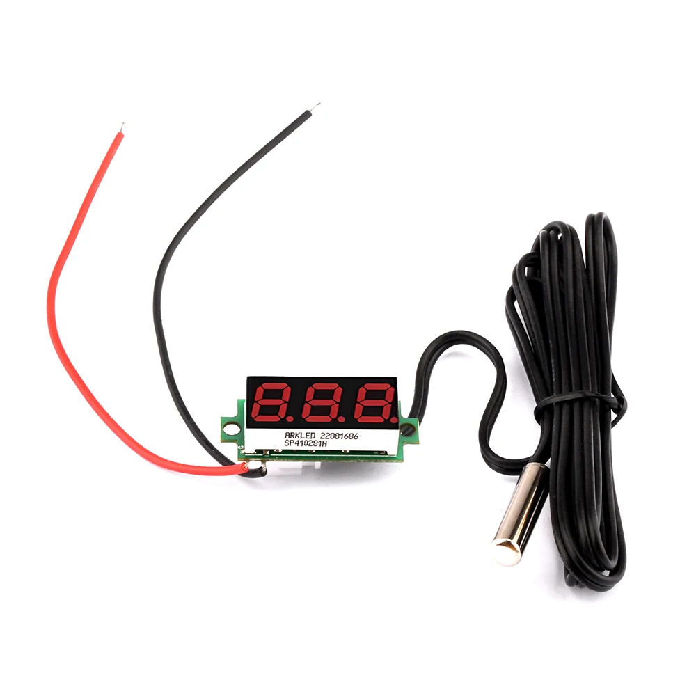 DC 12V 24V Mini Digital LED Thermometer for Car Temperature Monitor Panel Meter Measuring Range -50-125C with Temperature Probe - 画像 (2)
